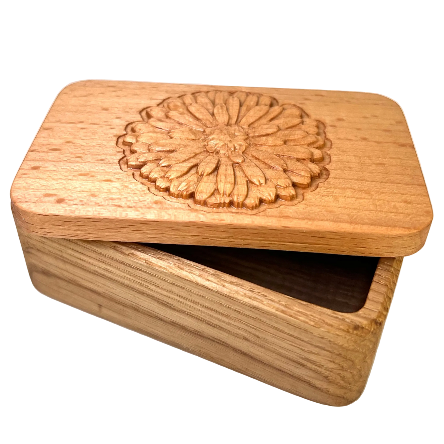 Kleine Holzdose mit Ringelblume
