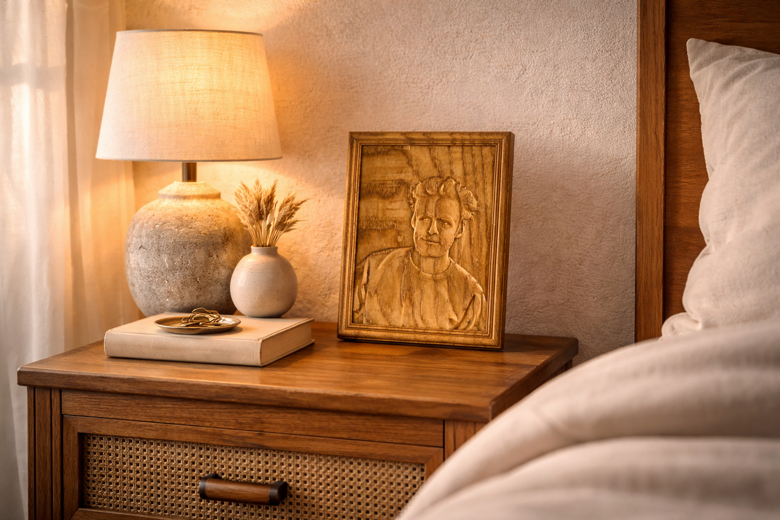 Holzrelief Beispiel Landschafts-Motiv handgefertigt | Sunwood Holzdesign