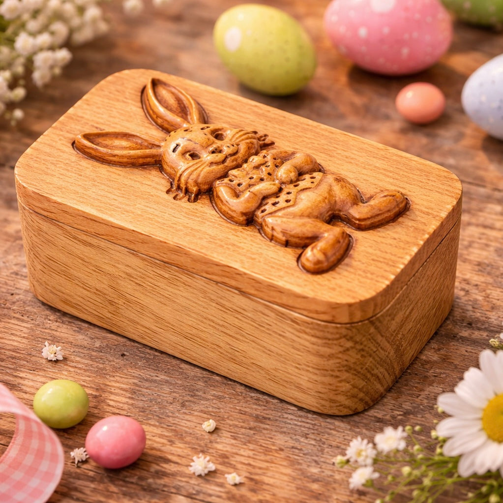 Kleine Holzdose mit Osterhase – Nachhaltige Aufbewahrung aus Holz