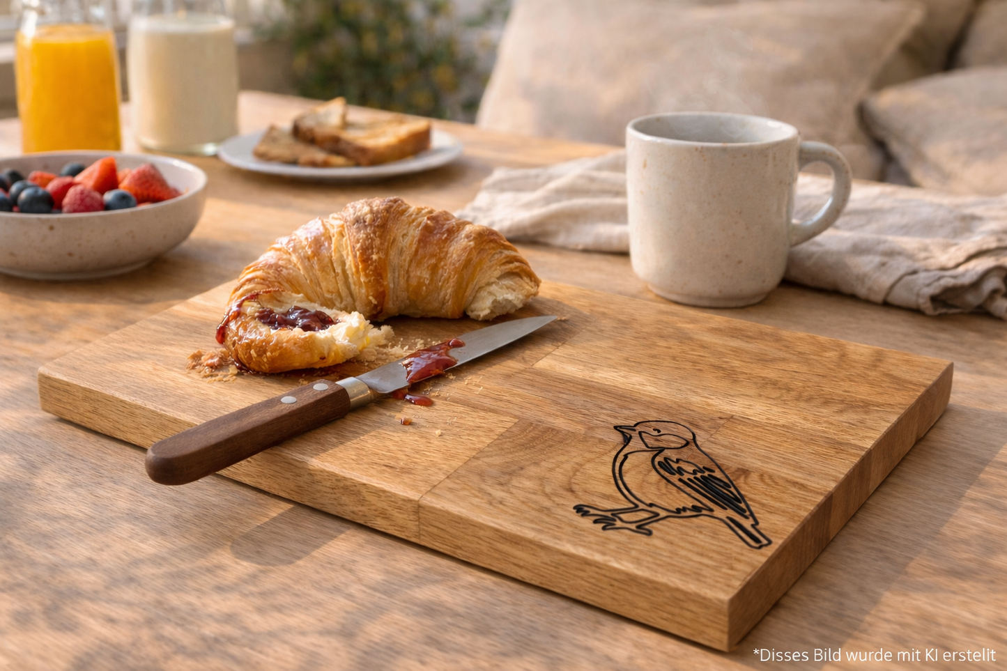Schneidebrett mit individuellem Epoxidharz-Inlay – Detailansicht | Sunwood Holzdesign