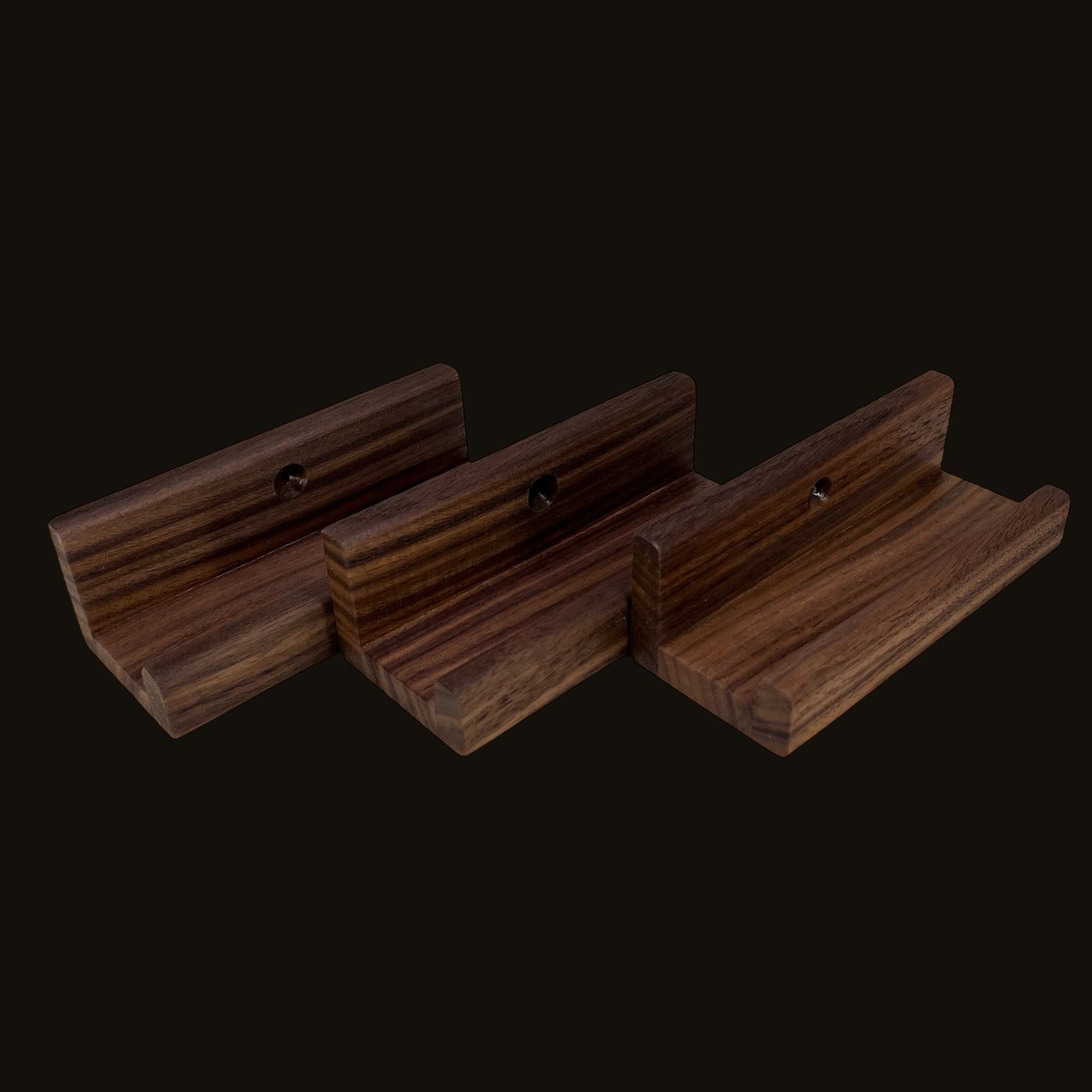 Schallplatten-Wandhalter aus Nussbaum – 3er-Set